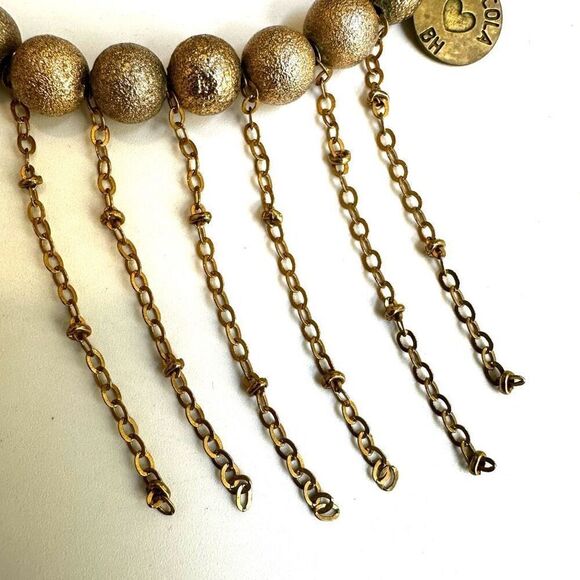 Marzicola - gold tone  Beaded Bracelet with Chain Fringe - Picture 5 of 7